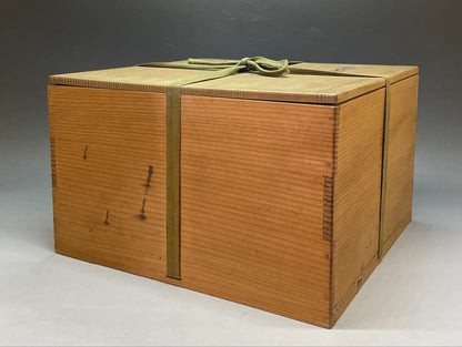 Kenzan-Style Orchid Painting Large Oobachi Bowl, Wood Box