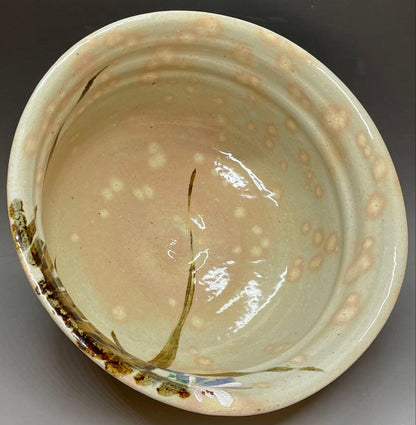 Kenzan-Style Orchid Painting Large Oobachi Bowl, Wood Box