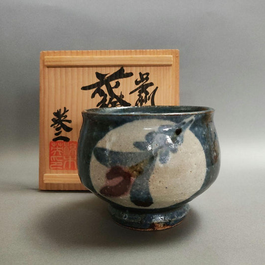 Mukugi Eizo Gosu Floral Tea Bowl - Kawai Kanjiro Mingei Tradition Chawan