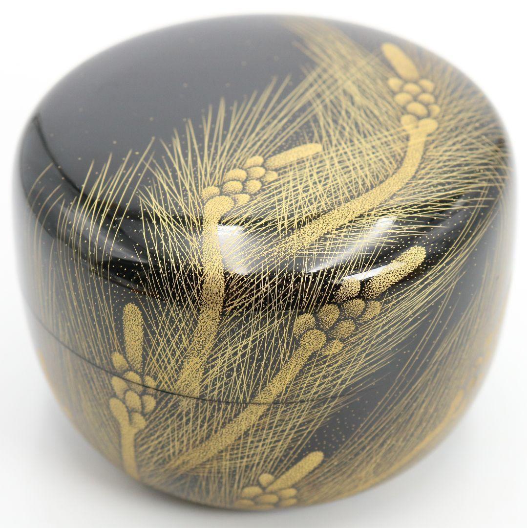 Koji Takaharu Chinkin Pine Needle Hira-Natsume | Wajima Lacquer Tea Caddy