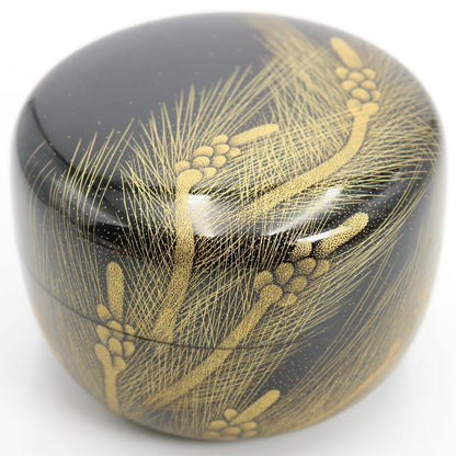 Koji Takaharu Chinkin Pine Needle Hira-Natsume | Wajima Lacquer Tea Caddy