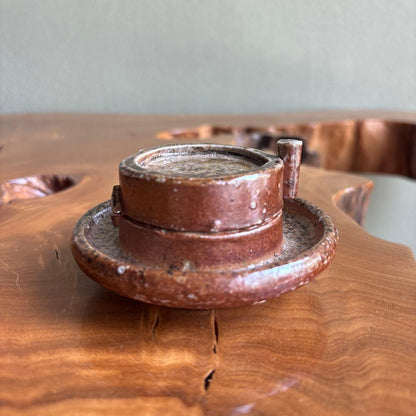Shigaraki Stone-Mortar Kogo Incense Container by Takahashi Rakusai IV with Signed Tomobako