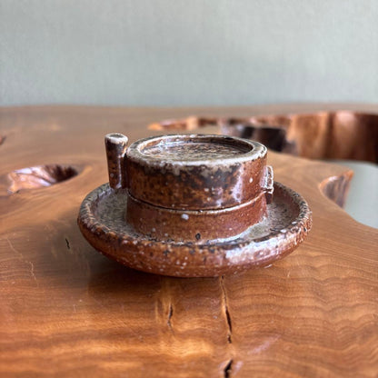 Shigaraki Stone-Mortar Kogo Incense Container by Takahashi Rakusai IV with Signed Tomobako