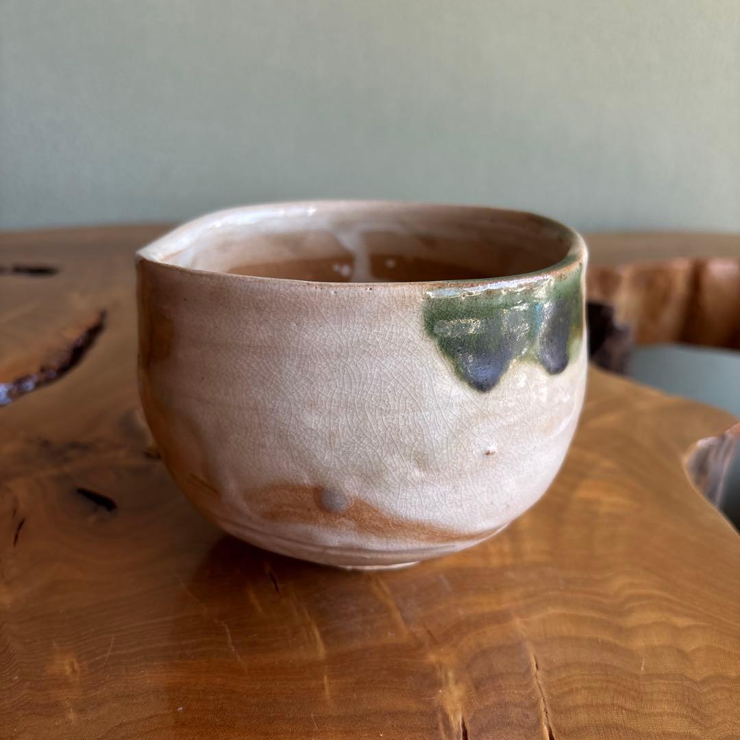 Taniguchi Meiichi Oribe-Style Chawan — Gourd Motif, Wood Box