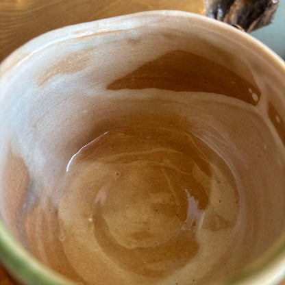 Taniguchi Meiichi Oribe-Style Chawan — Gourd Motif, Wood Box