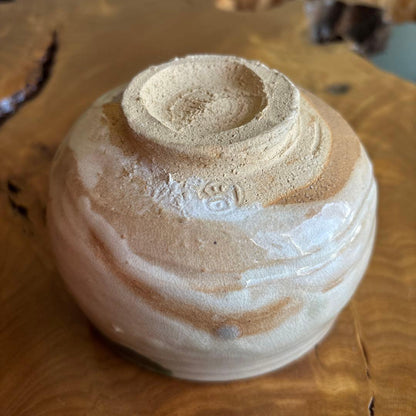 Taniguchi Meiichi Oribe-Style Chawan — Gourd Motif, Wood Box