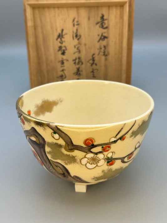 Plum Art Chawan by Miyagawa Koun – Japanese Tea Bowl – Daitokuji Inscribed – Japan