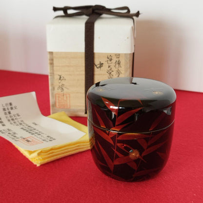 Nishimura Komine Natsume | Black Lacquer | Sasa and Hotaru Maki-e | Firefly and Bamboo
