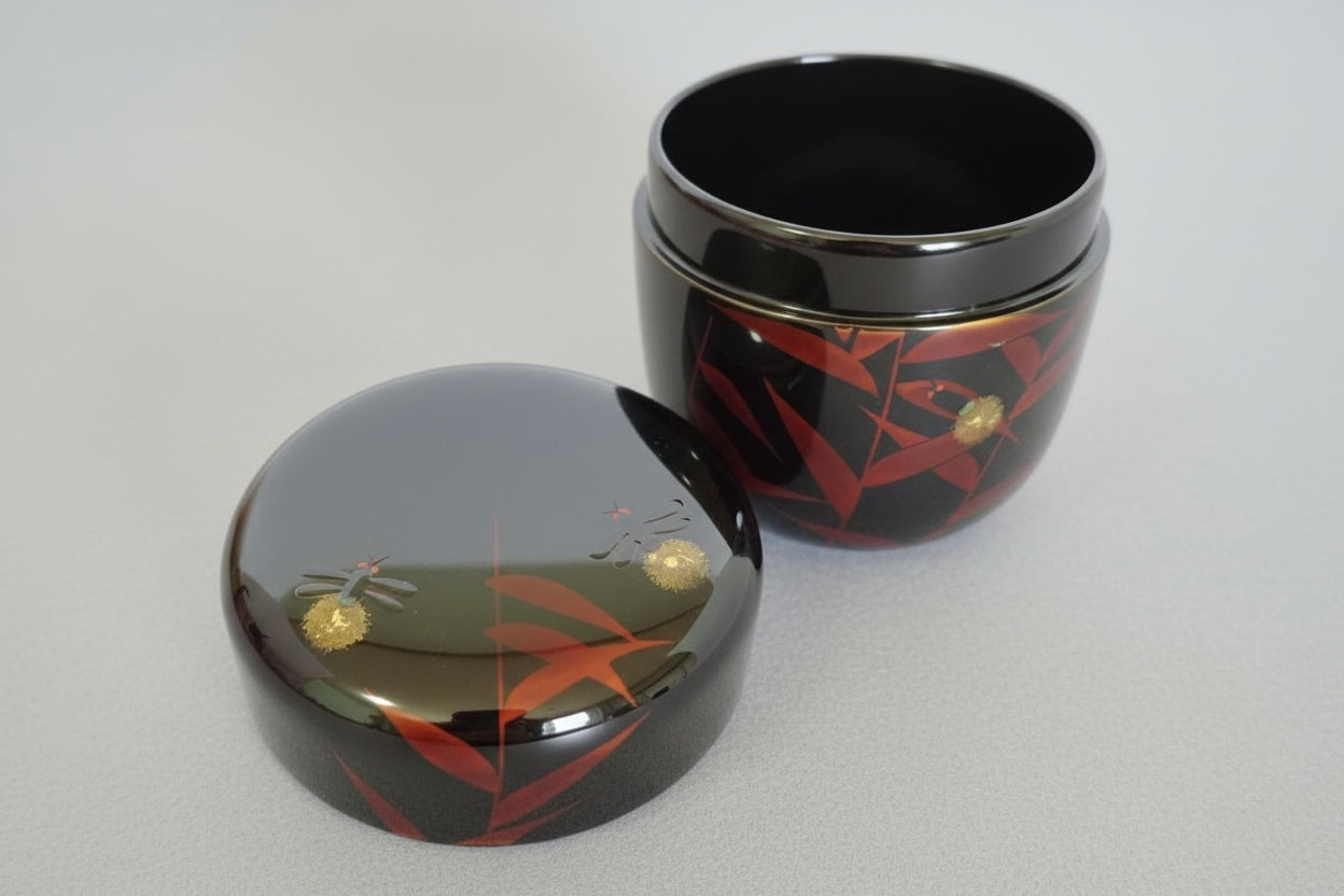 Nishimura Komine Natsume | Black Lacquer | Sasa and Hotaru Maki-e | Firefly and Bamboo