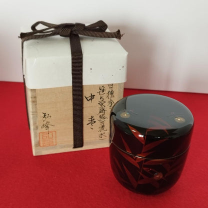 Nishimura Komine Natsume | Black Lacquer | Sasa and Hotaru Maki-e | Firefly and Bamboo