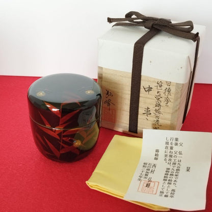 Nishimura Komine Natsume | Black Lacquer | Sasa and Hotaru Maki-e | Firefly and Bamboo