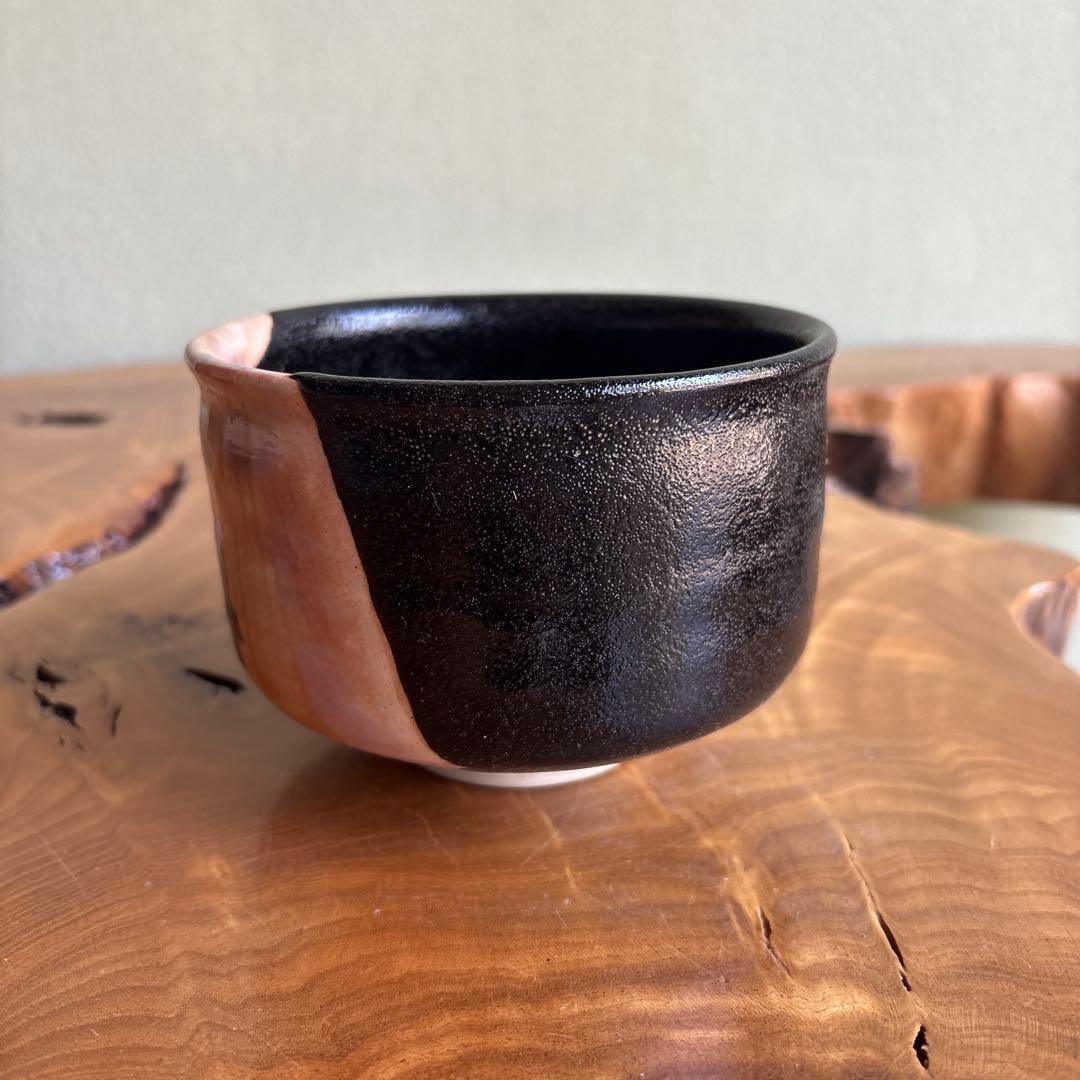 Raku Style Matcha Bowl with Boy and Pine Motif by Maruke Togyo — Japanese Tea Ceremony Chawan, Tomobako