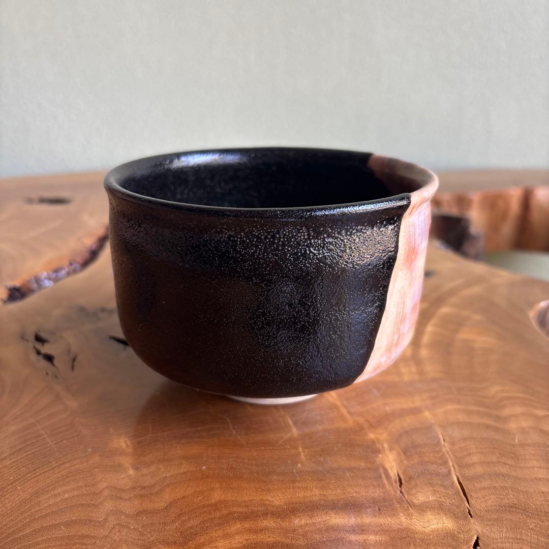 Raku Style Matcha Bowl with Boy and Pine Motif by Maruke Togyo — Japanese Tea Ceremony Chawan, Tomobako