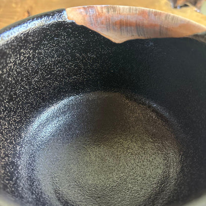 Raku Style Matcha Bowl with Boy and Pine Motif by Maruke Togyo — Japanese Tea Ceremony Chawan, Tomobako