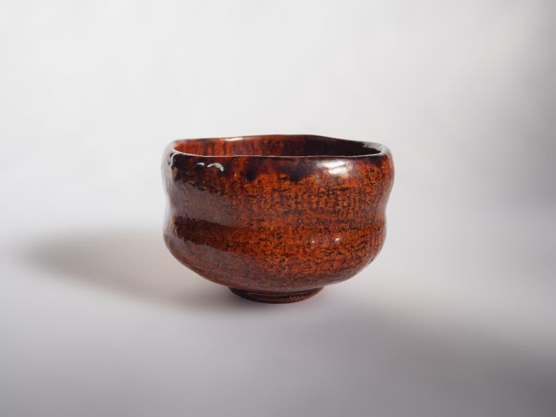 9th-Gen Ohi Chozaemon Amber Glaze Chawan | Totsusai | Japan Craft Society Member | Signed Box