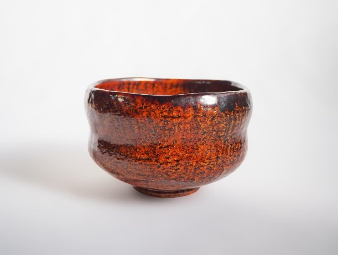 9th-Gen Ohi Chozaemon Amber Glaze Chawan | Totsusai | Japan Craft Society Member | Signed Box