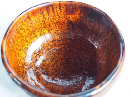 9th-Gen Ohi Chozaemon Amber Glaze Chawan | Totsusai | Japan Craft Society Member | Signed Box