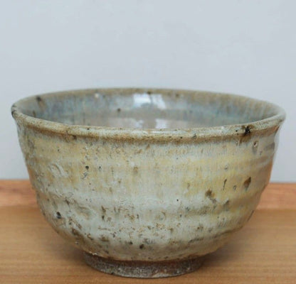 Madara Karatsu Chawan by Hamamoto Yoshiyuki — Mottled Straw Ash Tea Bowl from Sanri Kiln