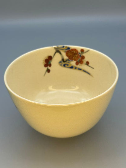 Plum Chawan by Tsuji Kozan – Japanese Tea Bowl – Korin Water Pattern – Japan