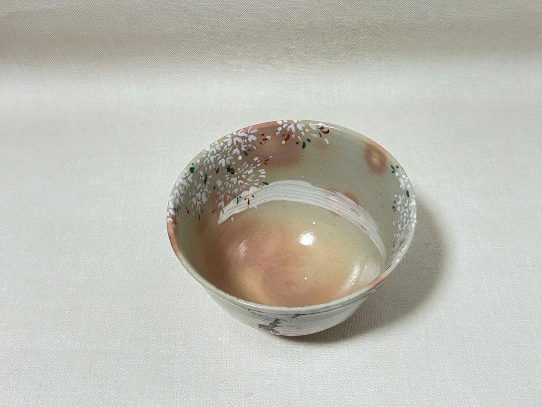 Sakuma Shozan Matsusaka Banko Iro-e Sakura Chawan | Polychrome Cherry Blossom Tea Bowl with Paulownia Tomobako