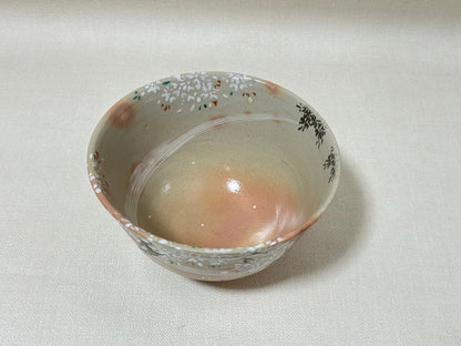 Sakuma Shozan Matsusaka Banko Iro-e Sakura Chawan | Polychrome Cherry Blossom Tea Bowl with Paulownia Tomobako