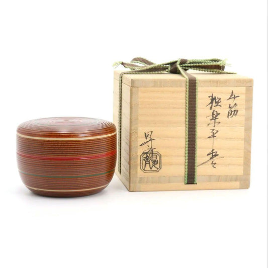 Tomiyama Shosai Sensuji Koma Hira-Natsume Lacquer Tea Caddy Tomobako