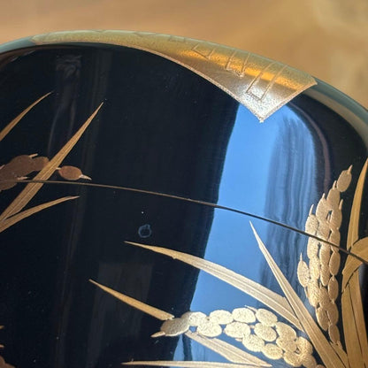 Yoshida Toshiaki — Inaho Maki-e Dainas | Lacquered Tea Caddy with Gold Rice Ear Design, Tomobako