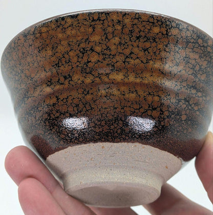 Kurokawa Seisetsu Tenmoku Glaze Tea Bowl — Zentei-an Goho Kiln, Oil Spot Ground