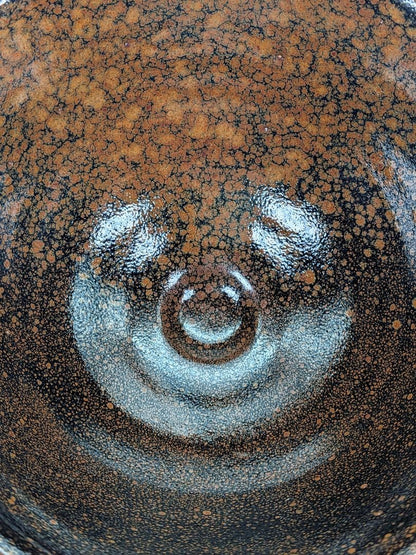 Kurokawa Seisetsu Tenmoku Glaze Tea Bowl — Zentei-an Goho Kiln, Oil Spot Ground