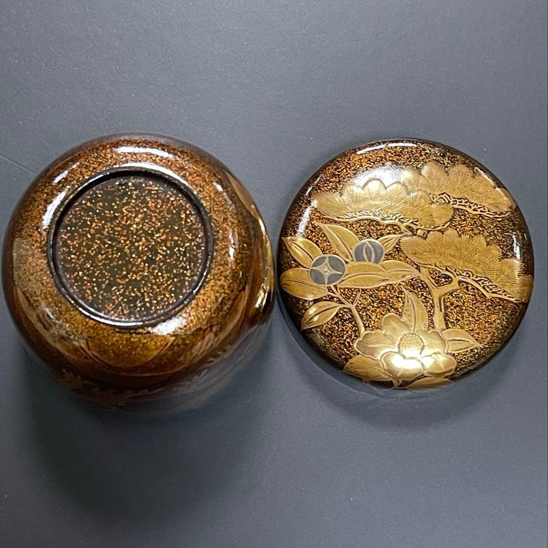 Edo Period Antique Maki-e Natsume Tea Caddy 1746 — Nashiji & Akikusa Autumn Grasses with Imaeda Family Tomobako