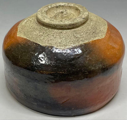 Aka-Raku Red Raku Tea Bowl — Chawan with Calligraphy Brushwork, Tomobako