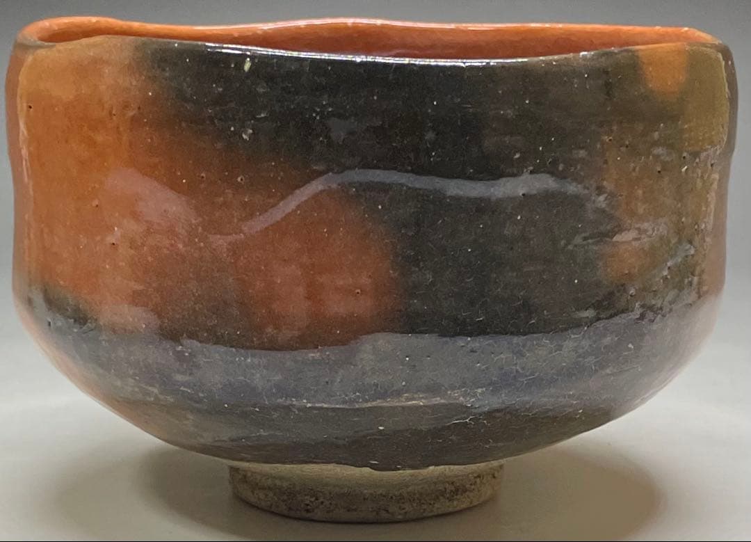 Aka-Raku Red Raku Tea Bowl — Chawan with Calligraphy Brushwork, Tomobako