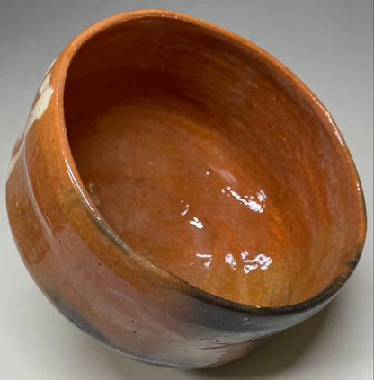 Aka-Raku Red Raku Tea Bowl — Chawan with Calligraphy Brushwork, Tomobako