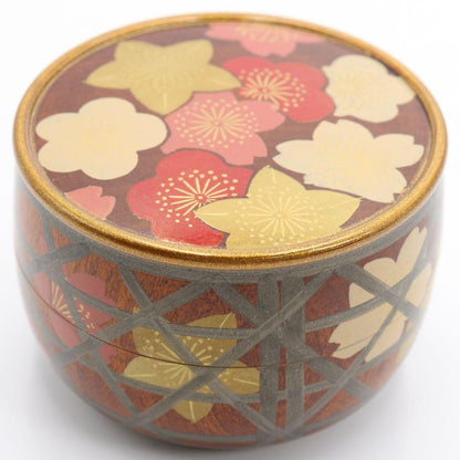 Spring Flower Maki-e Basket Natsume by Nakamura Kosai - Kagome Tea Caddy with Signed Box