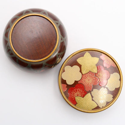 Spring Flower Maki-e Basket Natsume by Nakamura Kosai - Kagome Tea Caddy with Signed Box