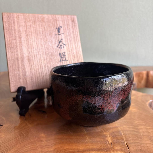 Kuro-Raku Chawan by Sasaki Shoraku — Black Raku Tea Bowl