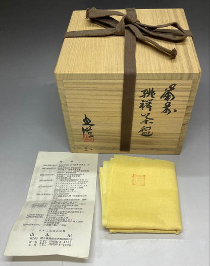 Bizen Hidasuki Chawan by Yamamoto Izuru — Red Cord Marks Tea Bowl, Cultural Property Artist