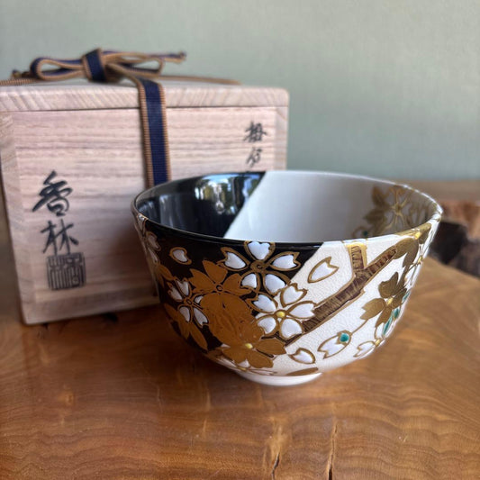 Kakewake Chawan with Gold Shidarezakura, Miyagawa Korin, Signed Box