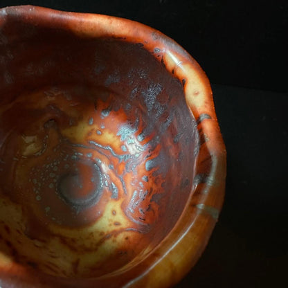 Beni-Shino 'Honoo-mai' Chawan by Yamada Kazu, Disciple of Tōkurō — Echizen, with Tomobako