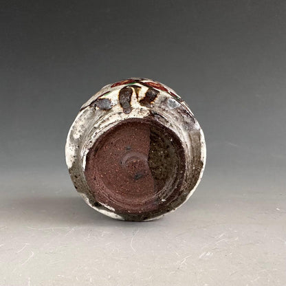 Red Plum Blossom Sake Cup by Arakawa Takeo - Suigetsu Kiln Mino Ware