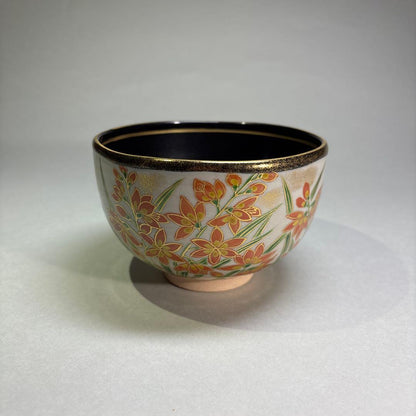 Iris Style Tea Bowl by Ikkyu-gama – Japanese Chawan – Summer Flower Art – Japan