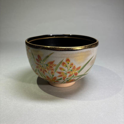 Iris Style Tea Bowl by Ikkyu-gama – Japanese Chawan – Summer Flower Art – Japan