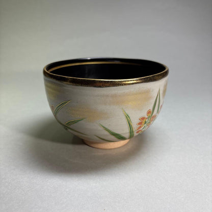 Iris Style Tea Bowl by Ikkyu-gama – Japanese Chawan – Summer Flower Art – Japan