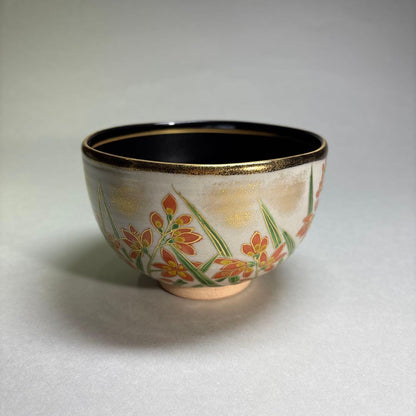 Iris Style Tea Bowl by Ikkyu-gama – Japanese Chawan – Summer Flower Art – Japan