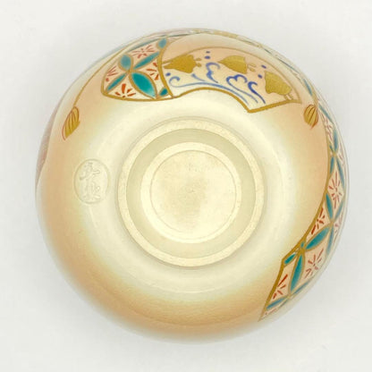 Hashimoto Kisen Taba-noshi Chawan — Iro-e Auspicious Tea Bowl, Kyo-yaki Kyoto Ceramics, Tomobako, Japanese Tea Ceremony
