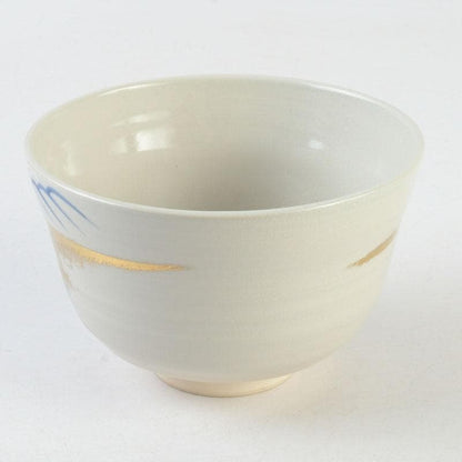 Ninsei-Style Kyo-yaki Tea Bowl – Pine Wave Design – Tezuka Toho – Japan