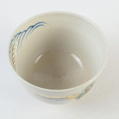 Ninsei-Style Kyo-yaki Tea Bowl – Pine Wave Design – Tezuka Toho – Japan