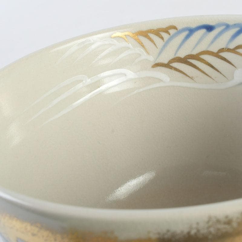 Ninsei-Style Kyo-yaki Tea Bowl – Pine Wave Design – Tezuka Toho – Japan