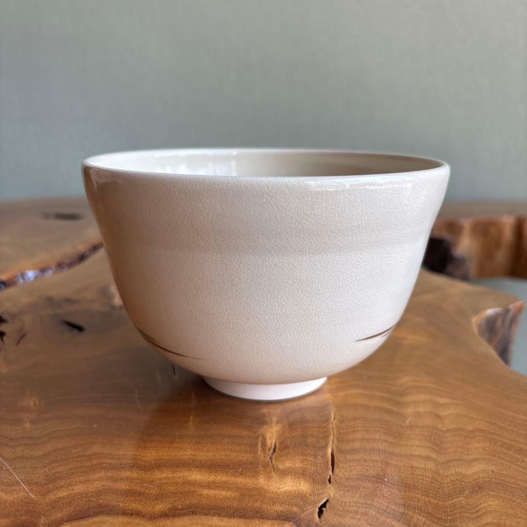 Kyo Ware Matcha Bowl — Ninsei Style Green Maple and Flowing Water, Ueyama Ikko, Signed Box