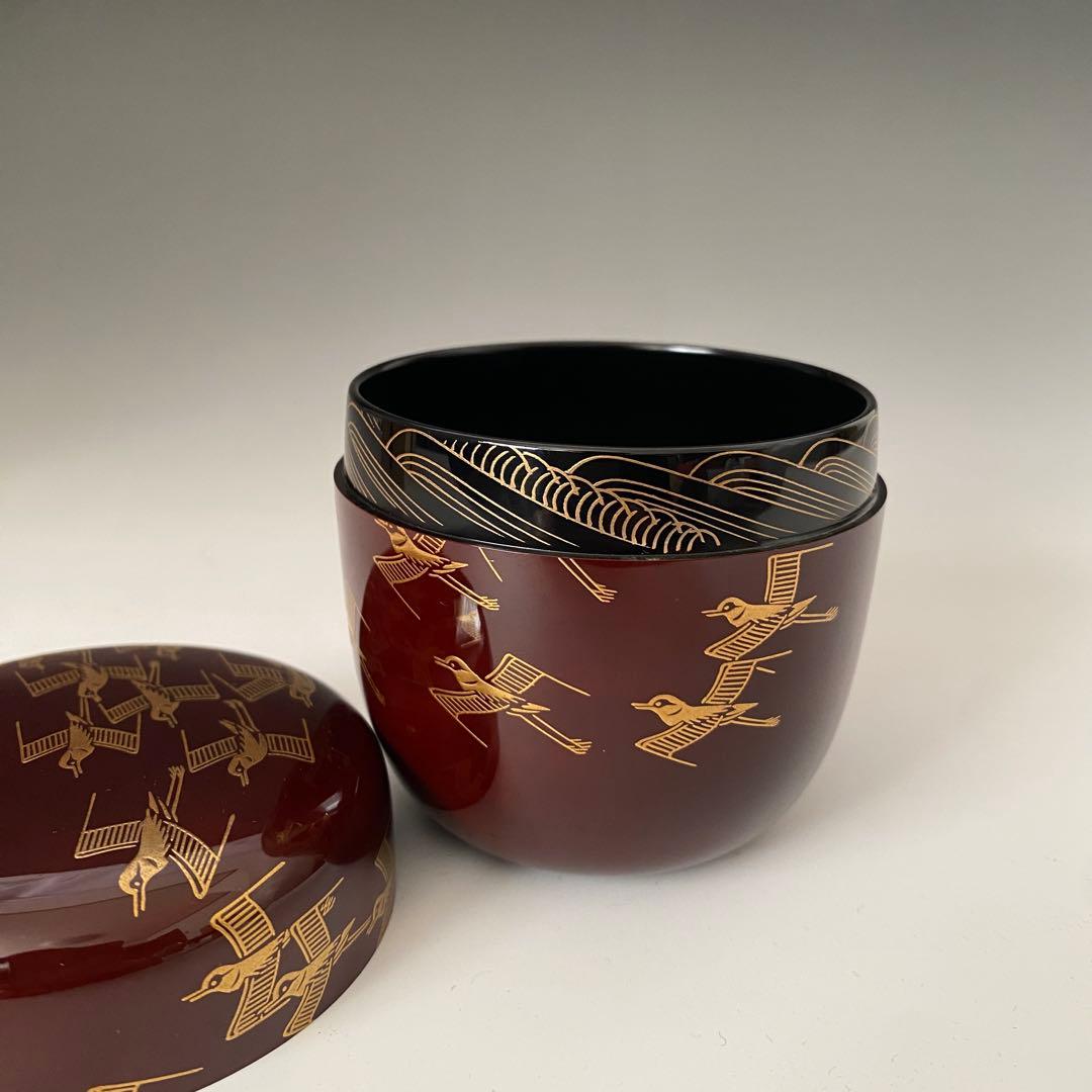 Wajima Lacquer Chidori Maki-e O-Natsume by Hirano Keizan - Gold Plover Tea Caddy